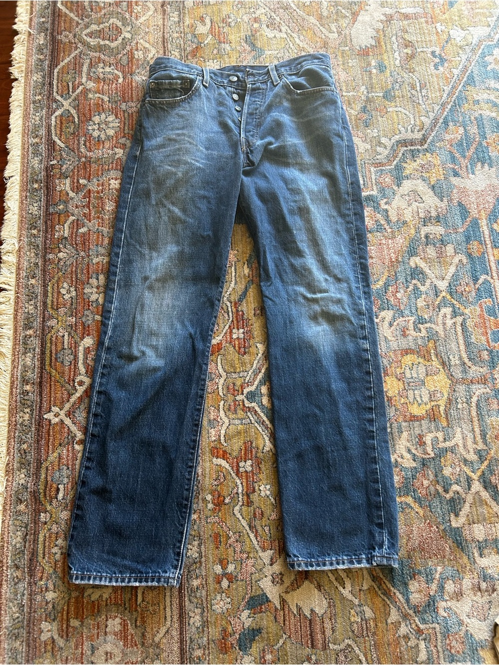 Levi's Men's 501 Straight Button-Fly Jeans in Faded Blue